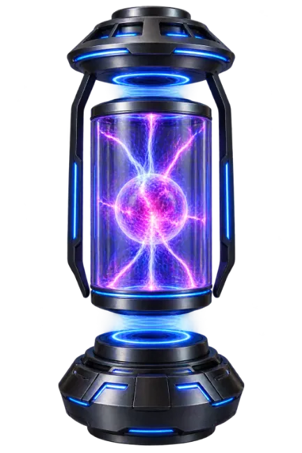 Futuristic Sci-Fi Energy Cell with Plasma Sphere