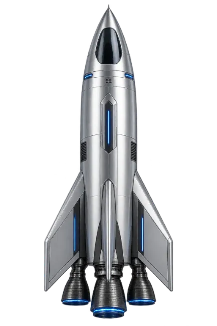 Futuristic Silver Space Rocket