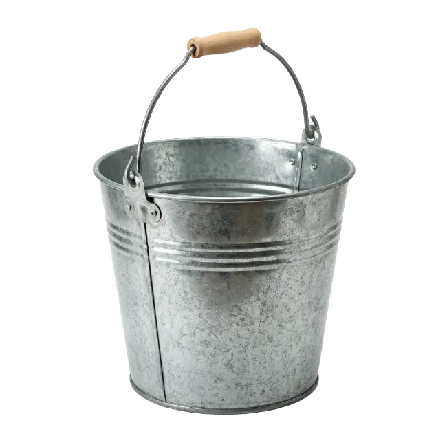 Galvanized Metal Bucket With Wooden Handle
