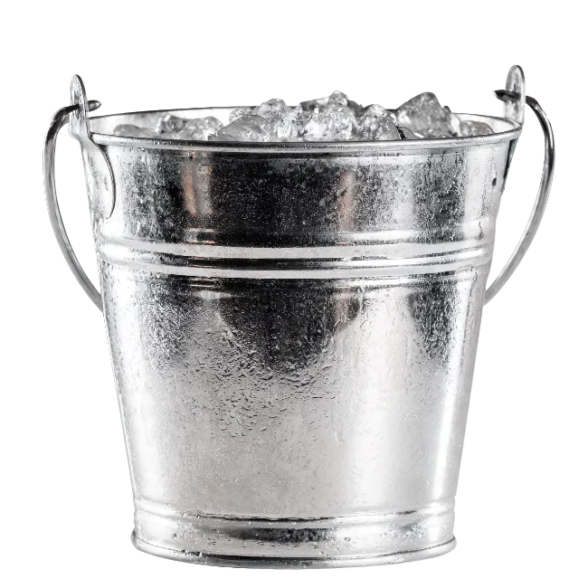 Galvanized Metal Ice Bucket Filled With Cubes