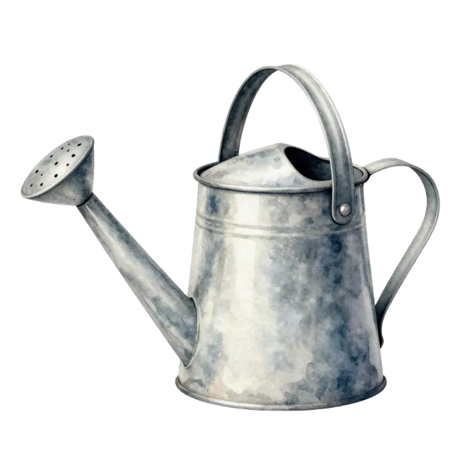 Galvanized Metal Watering Can Illustration