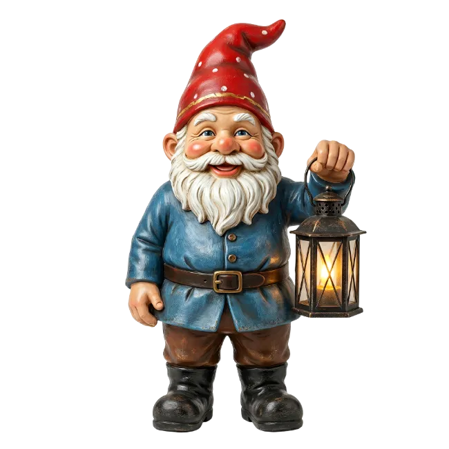 Garden Gnome Holding Lantern