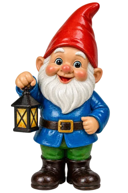 Garden Gnome Holding Lantern Statue