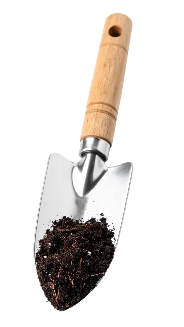 Garden trowel with soil