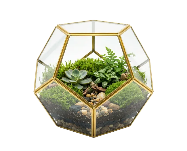 Geometric Glass Terrarium with Succulents