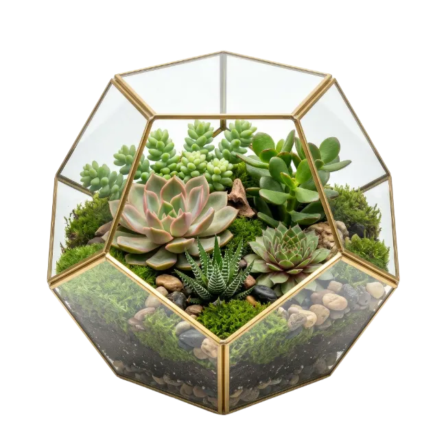 Geometric Glass Terrarium with Succulents