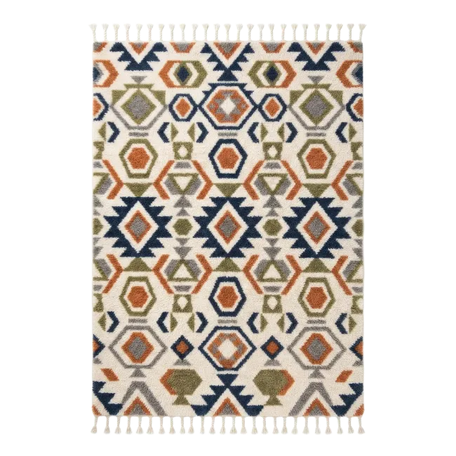 Geometric Pattern Area Rug with Fringe
