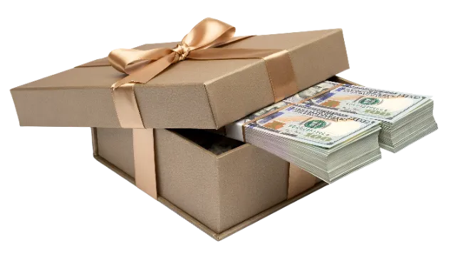 Gift Box Full Of Cash Dollars