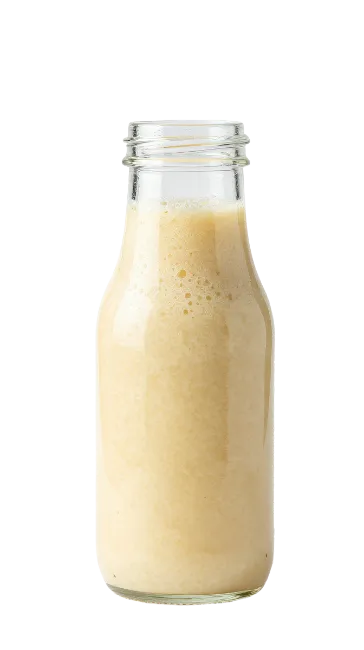 Glass Bottle Filled with Beige Smoothie