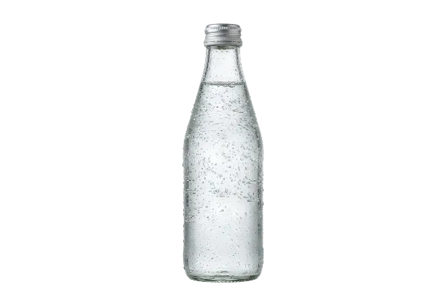 Glass Bottle of Sparkling Water with Metal Cap