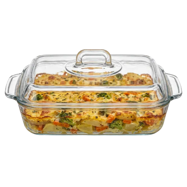 Glass Casserole Dish with Baked Vegetables