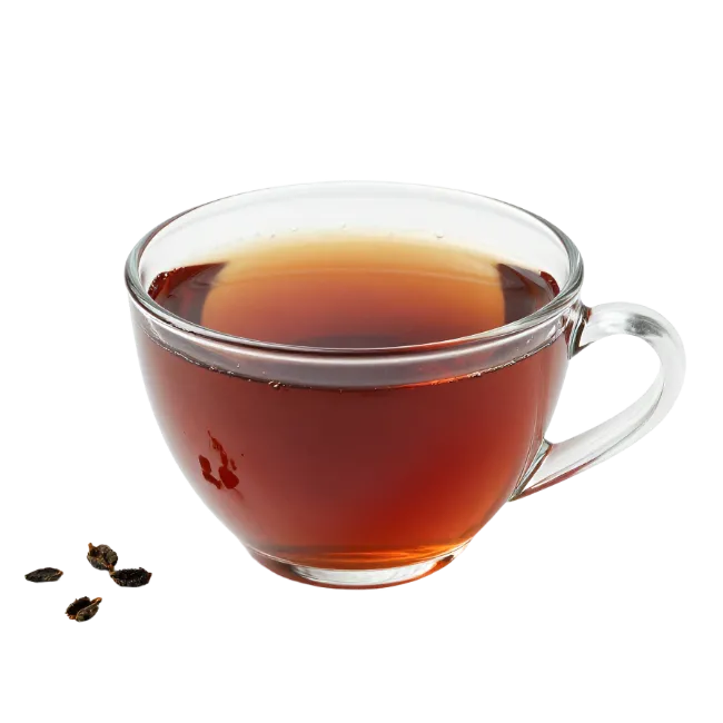 Glass Cup of Black Tea with Tea Leaves