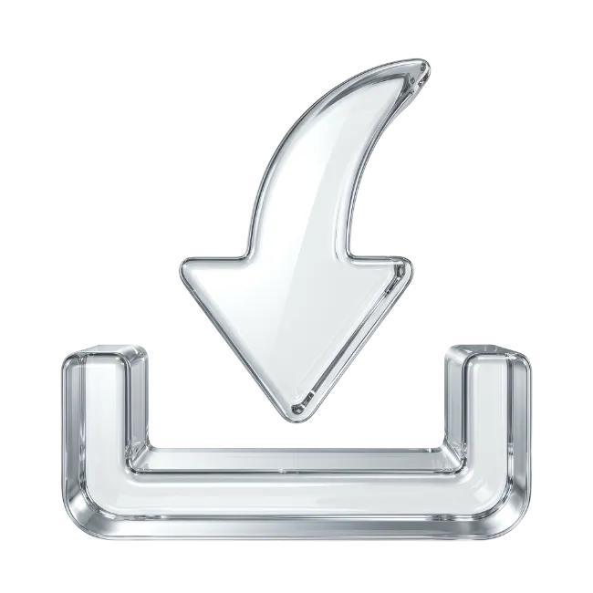 Glass Download Icon Symbol