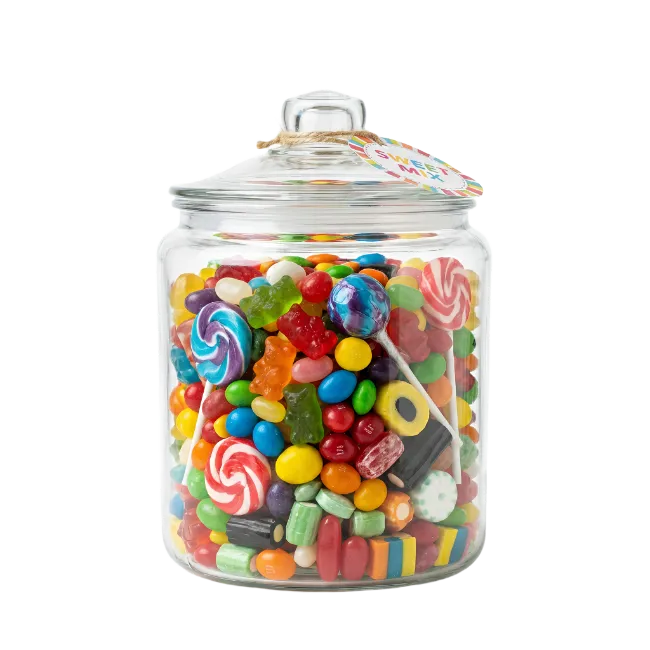 Glass Jar Filled With Assorted Candies