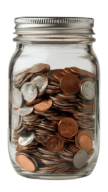Glass Jar Filled With Assorted Coins