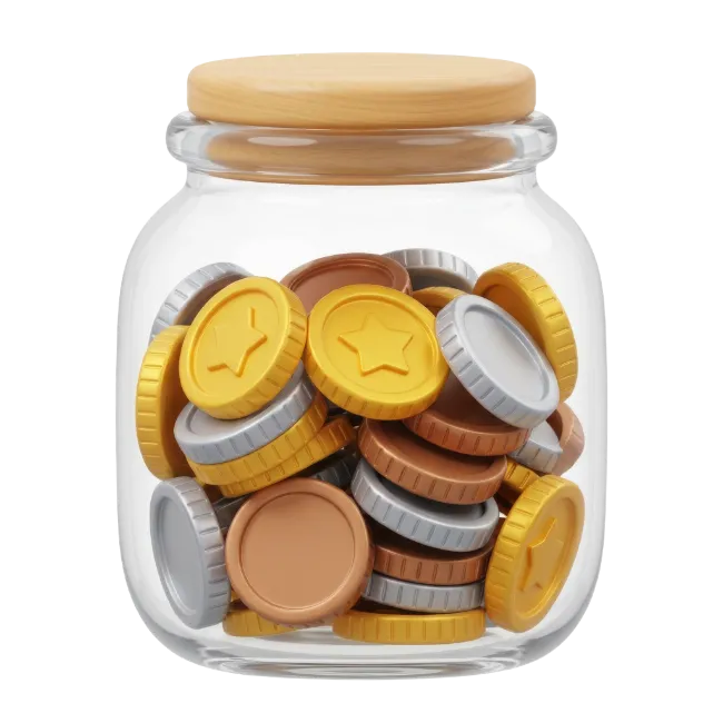 Glass Jar Filled With Assorted Coins