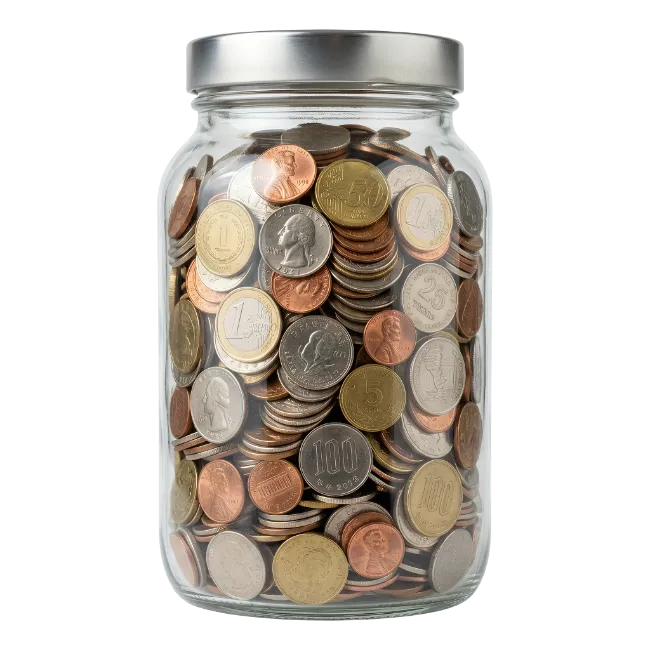 Glass Jar Filled With Coins