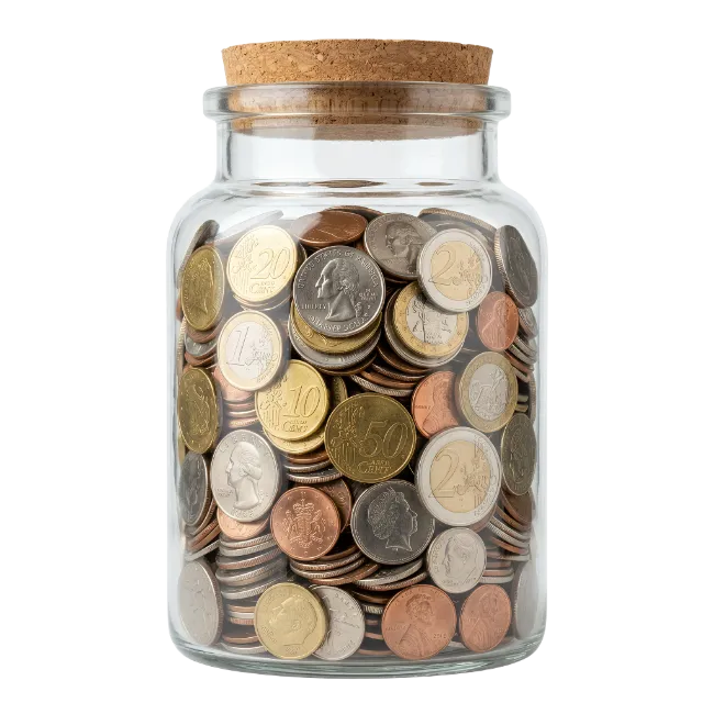 Glass Jar Filled with Coins