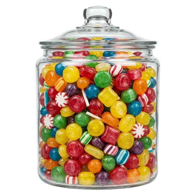 Glass Jar Filled With Colorful Hard Candies