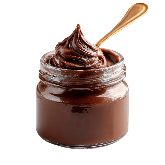 Glass Jar Filled With Creamy Chocolate Spread