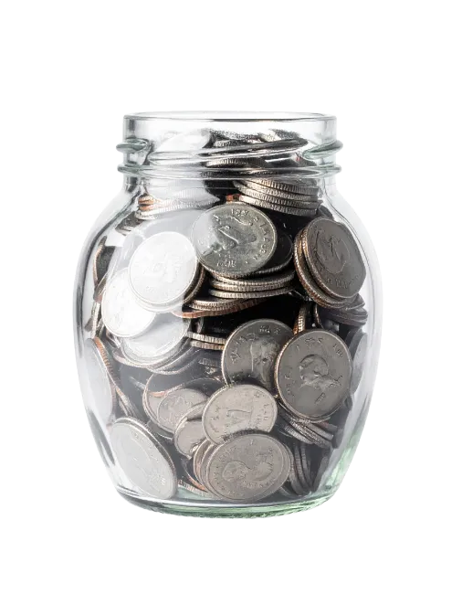 Glass Jar Filled With US Quarters