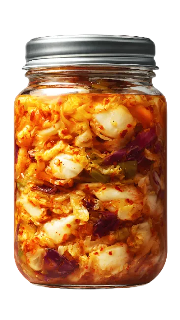 Glass Jar of Traditional Kimchi