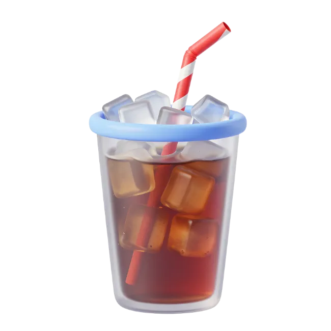 Glass of Cola with Ice and Straw