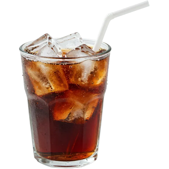 Glass of Cola with Ice and Straw