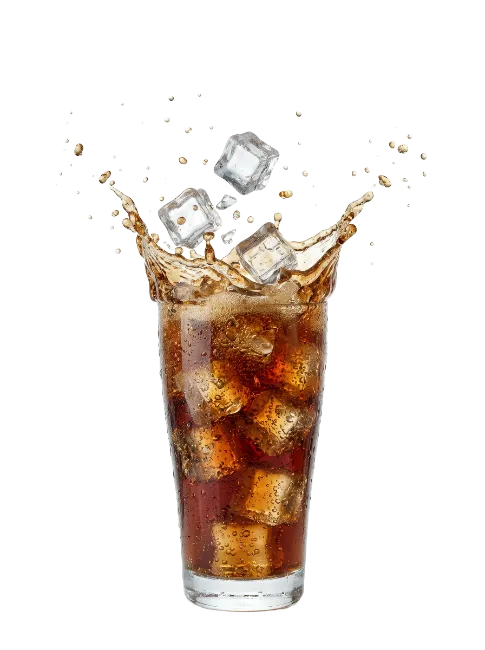 Glass of Cola with Ice Splash