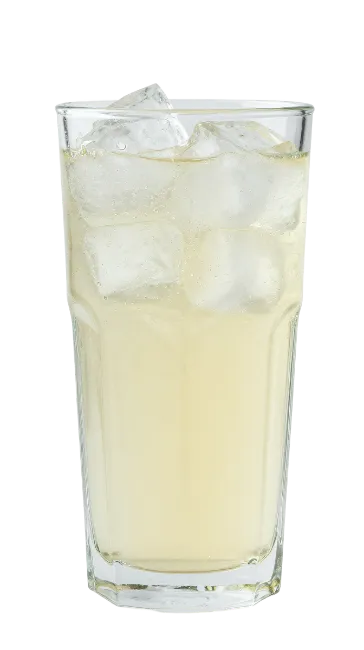 Glass of lemonade with ice cubes