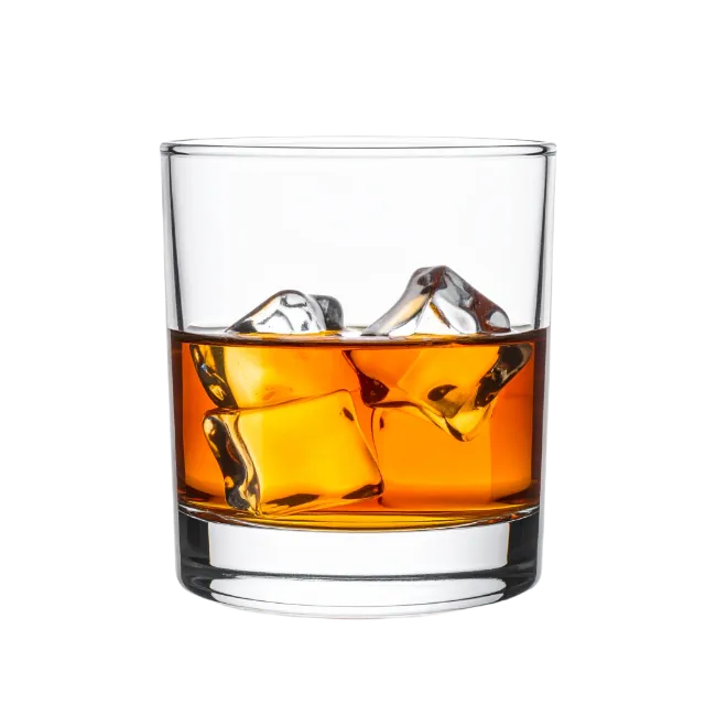 Glass of Whiskey with Ice Cubes