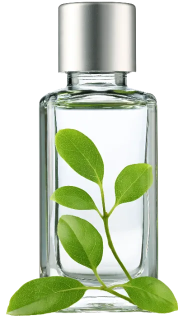 Glass Perfume Bottle with Green Leaves