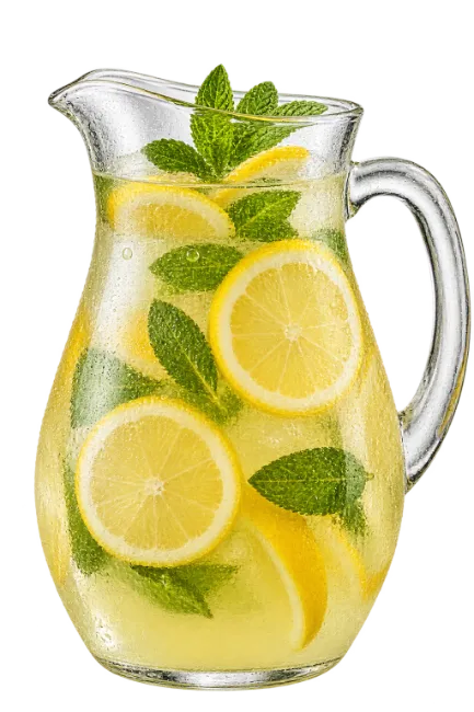 Glass Pitcher of Fresh Lemonade with Mint and Lemon Slices