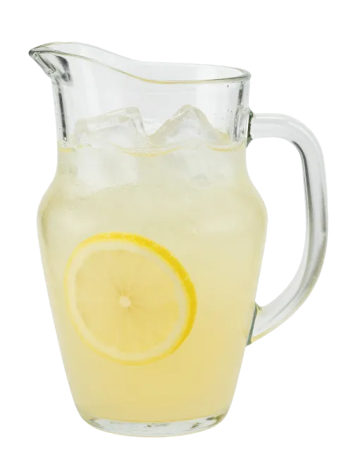 Glass Pitcher of Homemade Lemonade with Ice