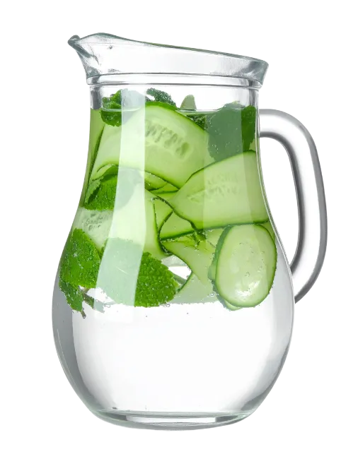 Glass Pitcher With Cucumber And Mint Water