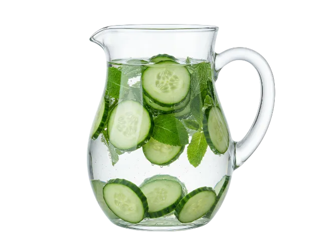 Glass Pitcher With Cucumber Infused Water