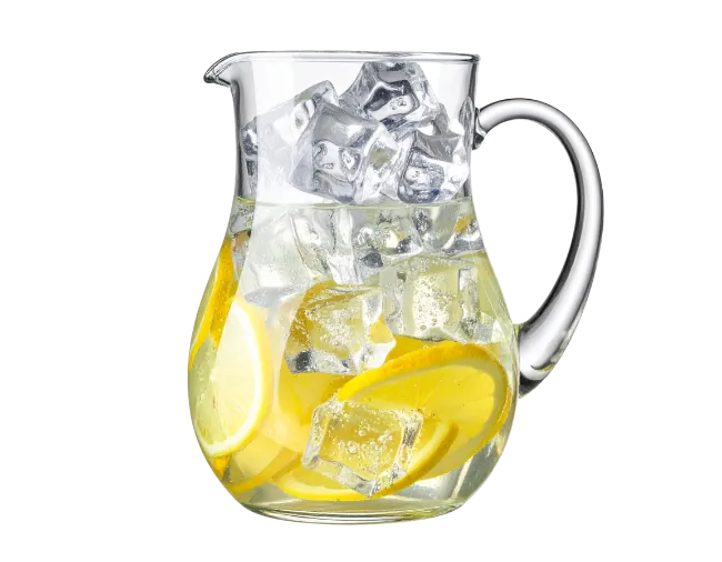 Glass Pitcher With Lemonade And Ice Cubes