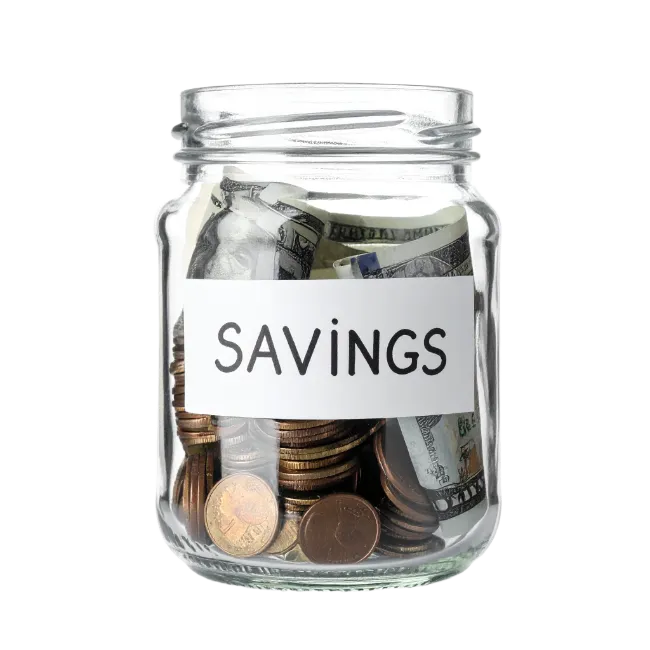 Glass Savings Jar With Money