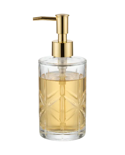 Glass Soap Dispenser with Gold Pump