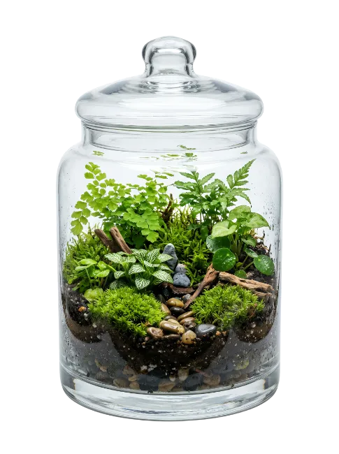 Glass Terrarium Jar with Live Plants