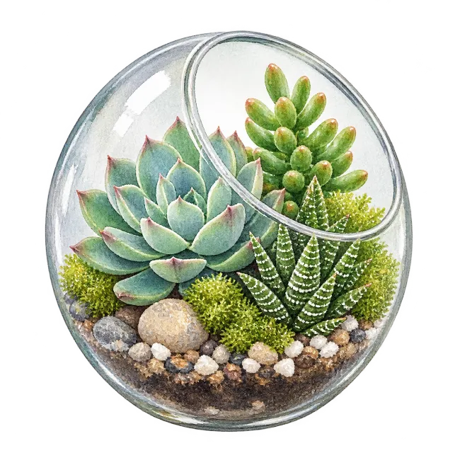 Glass Terrarium with Succulents