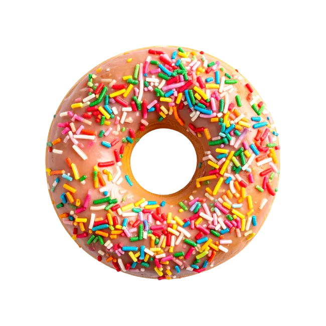 Glazed donut with colorful sprinkles