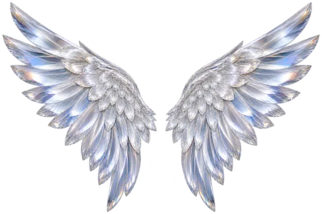 Gleaming Silver Angel Wings