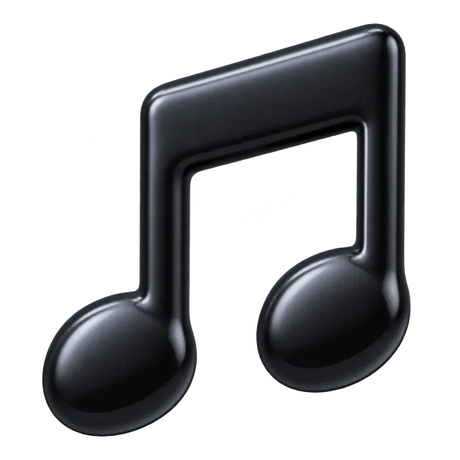 Glossy Black 3D Beamed Music Note Icon