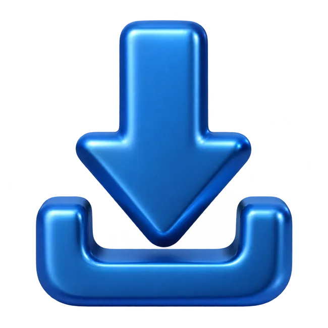 Glossy Blue 3D Download Arrow Icon