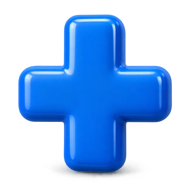 Glossy Blue 3D Plus Sign Icon
