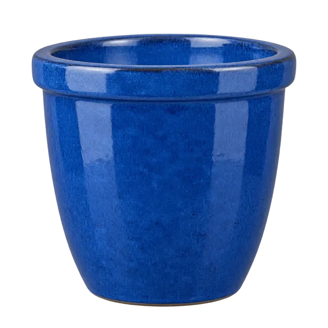 Glossy Blue Ceramic Flower Pot