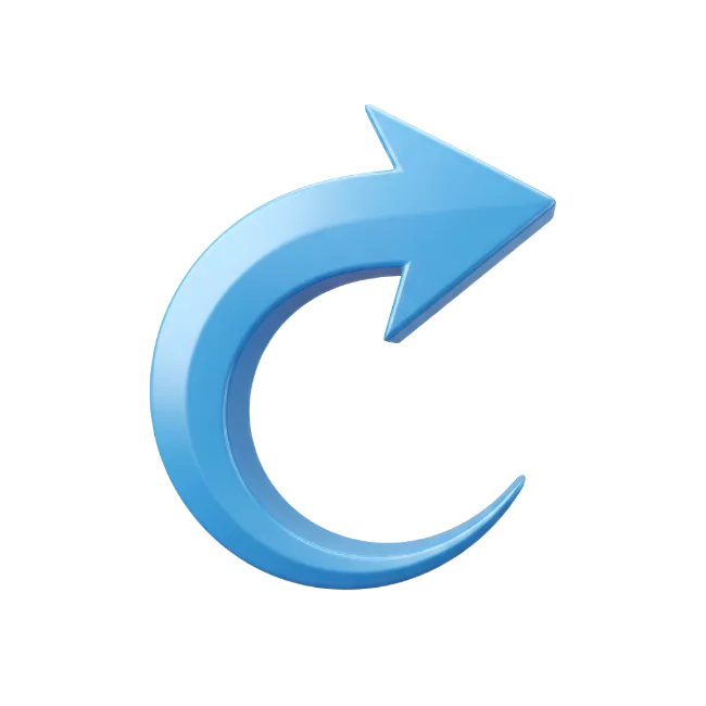 Glossy Blue Curved Arrow Icon