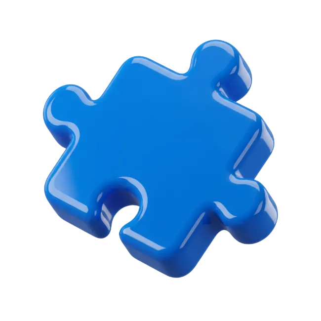 Glossy Blue Puzzle Piece Isolated