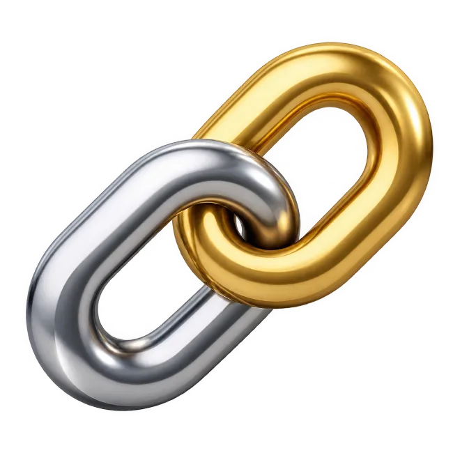 Glossy Gold and Silver Interlocked Chain Links